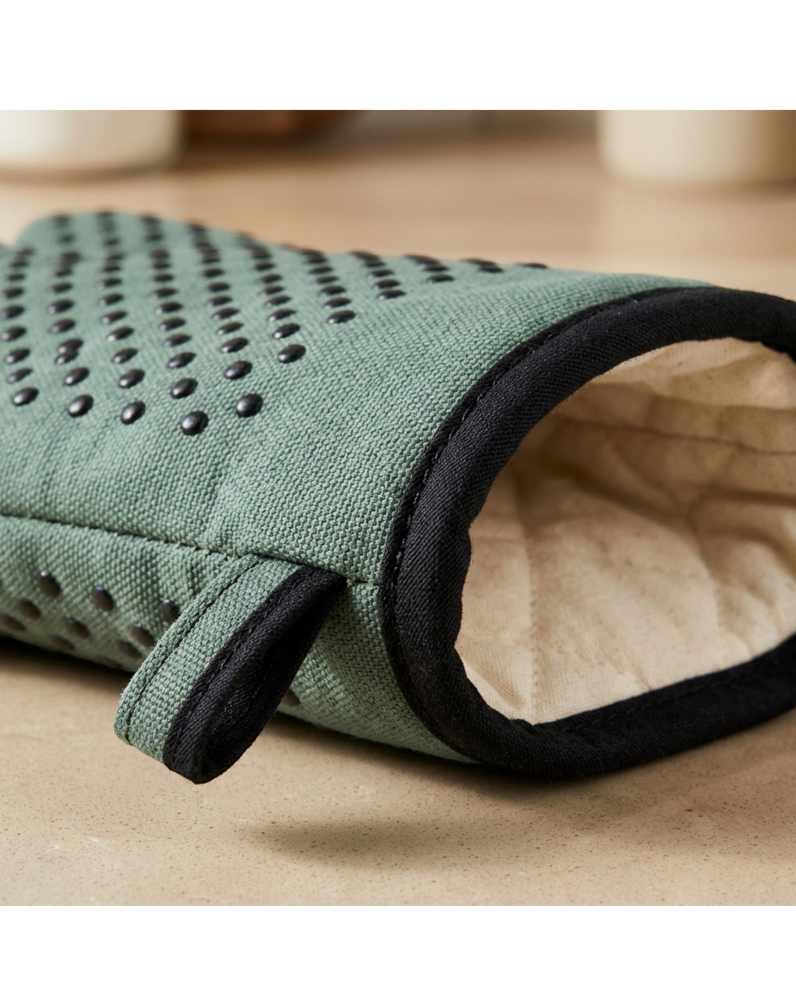 Tastyly Long Gauntlet Dot-Grip Oven Mitts 38 cm Eucalyptus Pair - Detail view