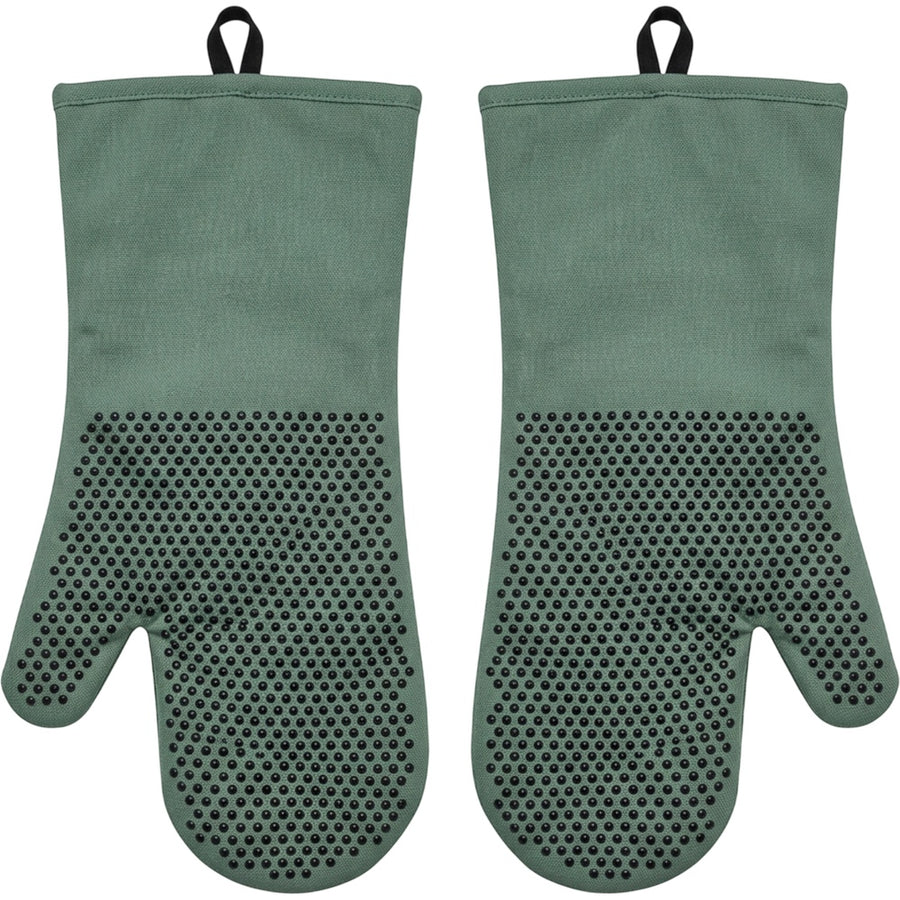 Tastyly Long Gauntlet Dot-Grip Oven Mitts 38 cm Eucalyptus Pair